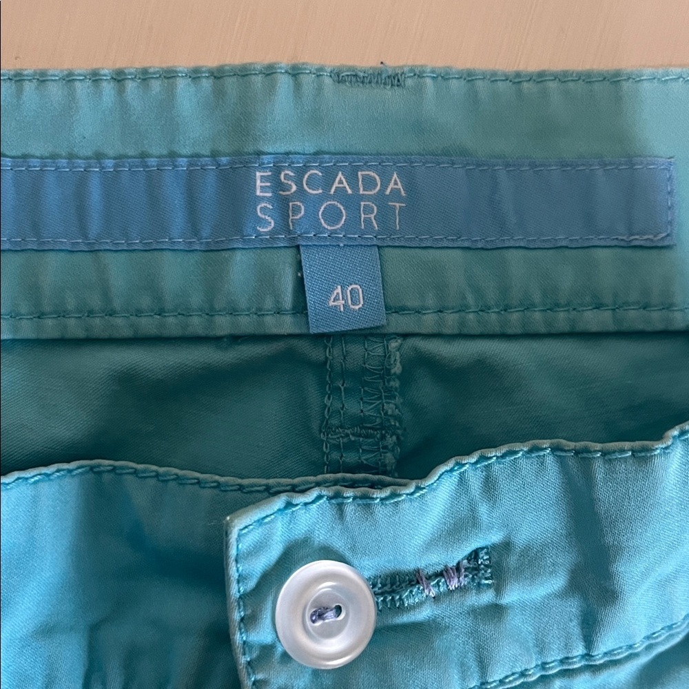 Escada Women's Turquoise Straight Leg Jeans, size 8 - Picture 2 of 7